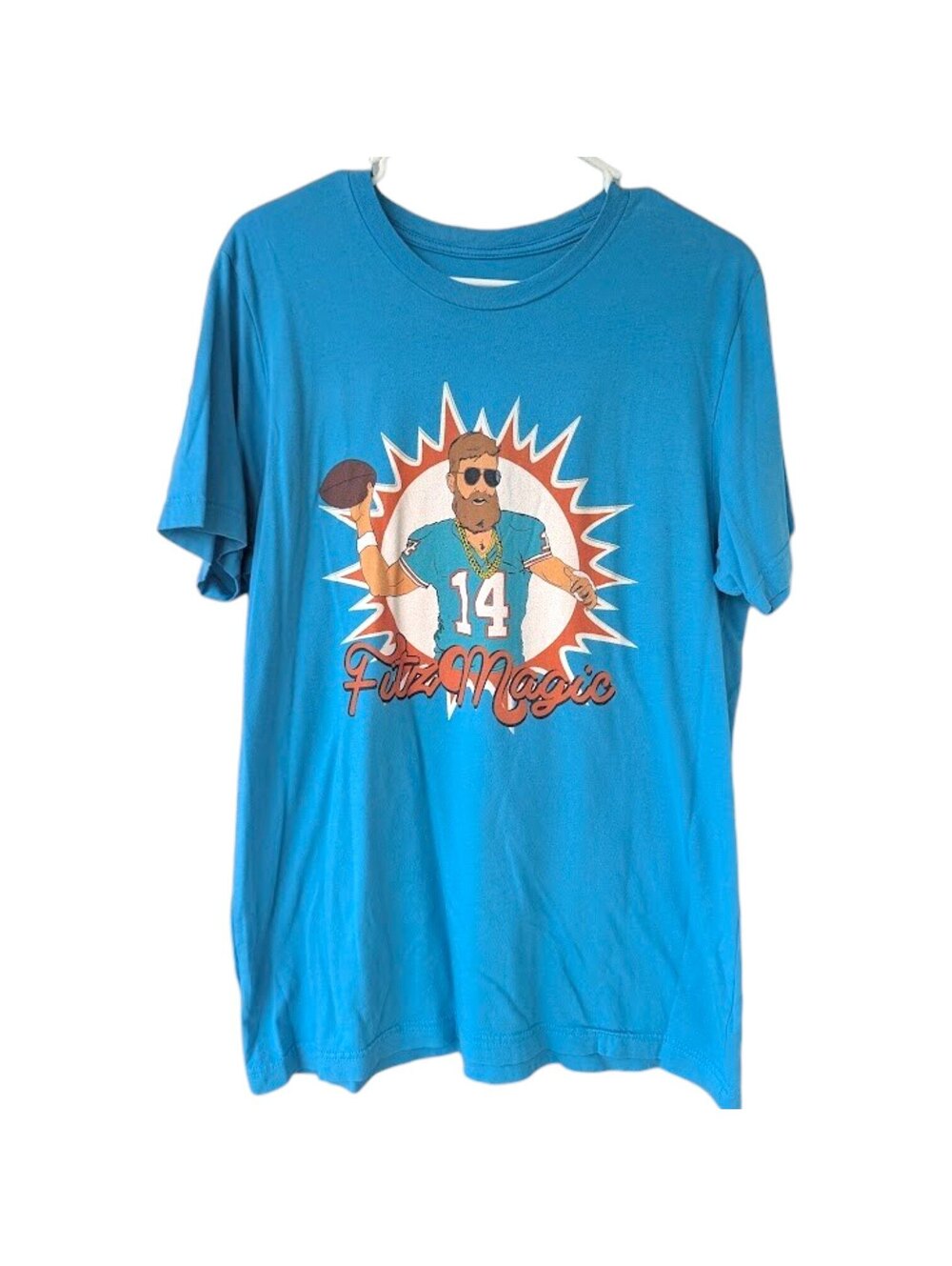 Miami Dolphins FitzMagic T-Shirt M Blue Ryan Fitzpatrick Football Tee 21x28.5
